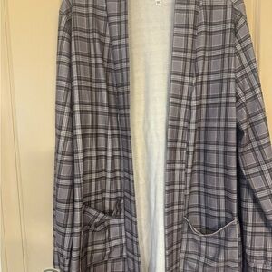 Plaid Open Front Cardigan